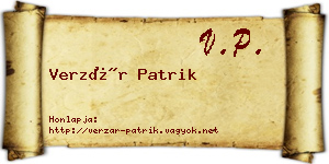 Verzár Patrik névjegykártya