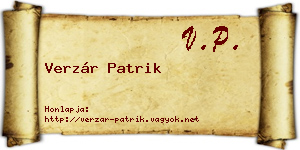 Verzár Patrik névjegykártya
